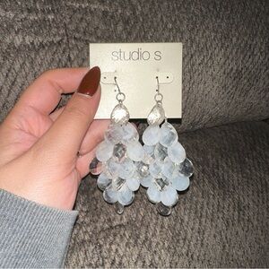 Sears Studio S Silver and Clear Dangle Earrings
